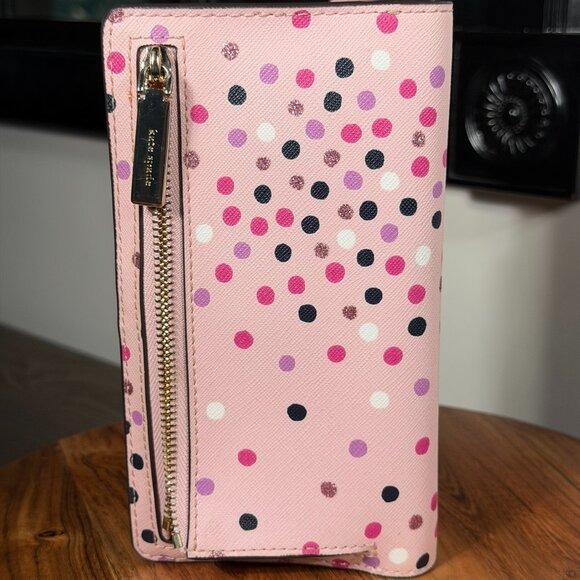 Kate Spade Staci Festive Confetti Glitter Large Slim Bifold Wallet - Picture 4 of 14